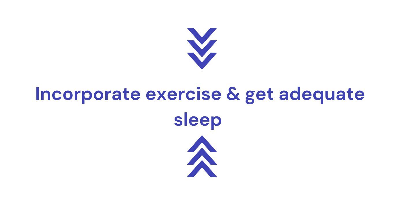 Incorporate exercise and get adequate sleep