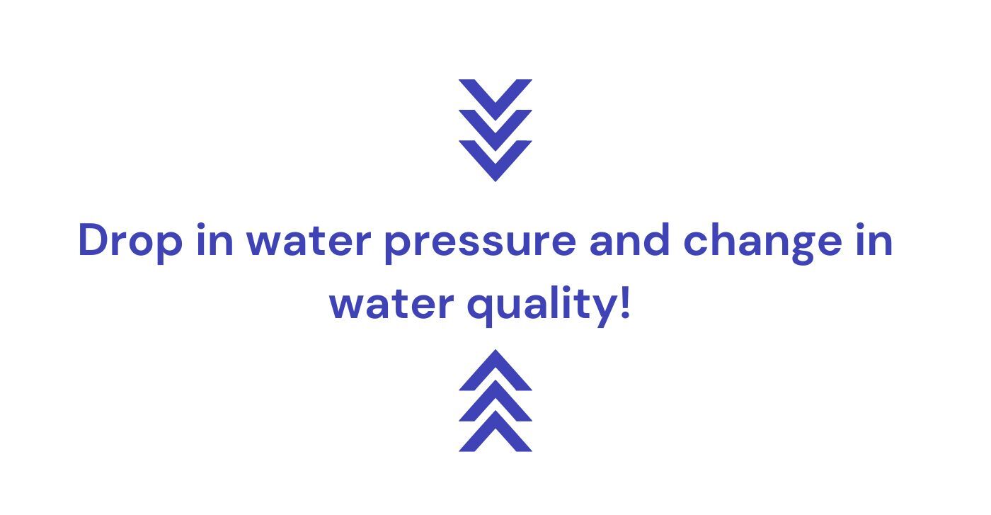Drop in water pressure and change in water quality