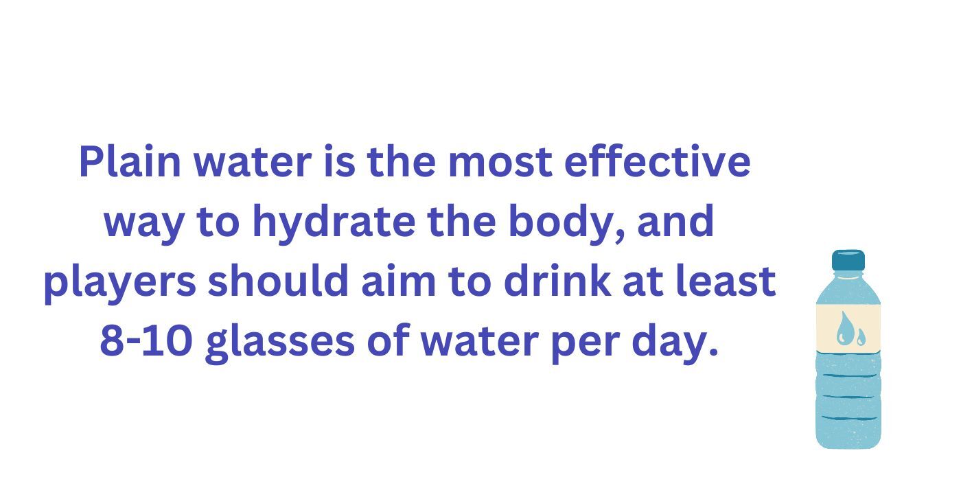 Players should drink at least 8-10 glasses of water