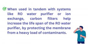 Carbon filters help increase the lifespan of RO water purifier