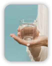 Glass of purified drinking water